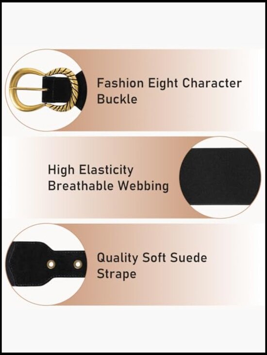Wide Elastic Waist Belt with Vintage Needle Buckle Suede main image 6